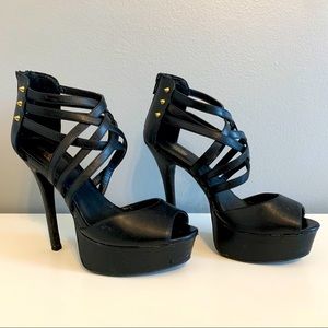 Charolette Russe Gold Studded Platform Stilettos